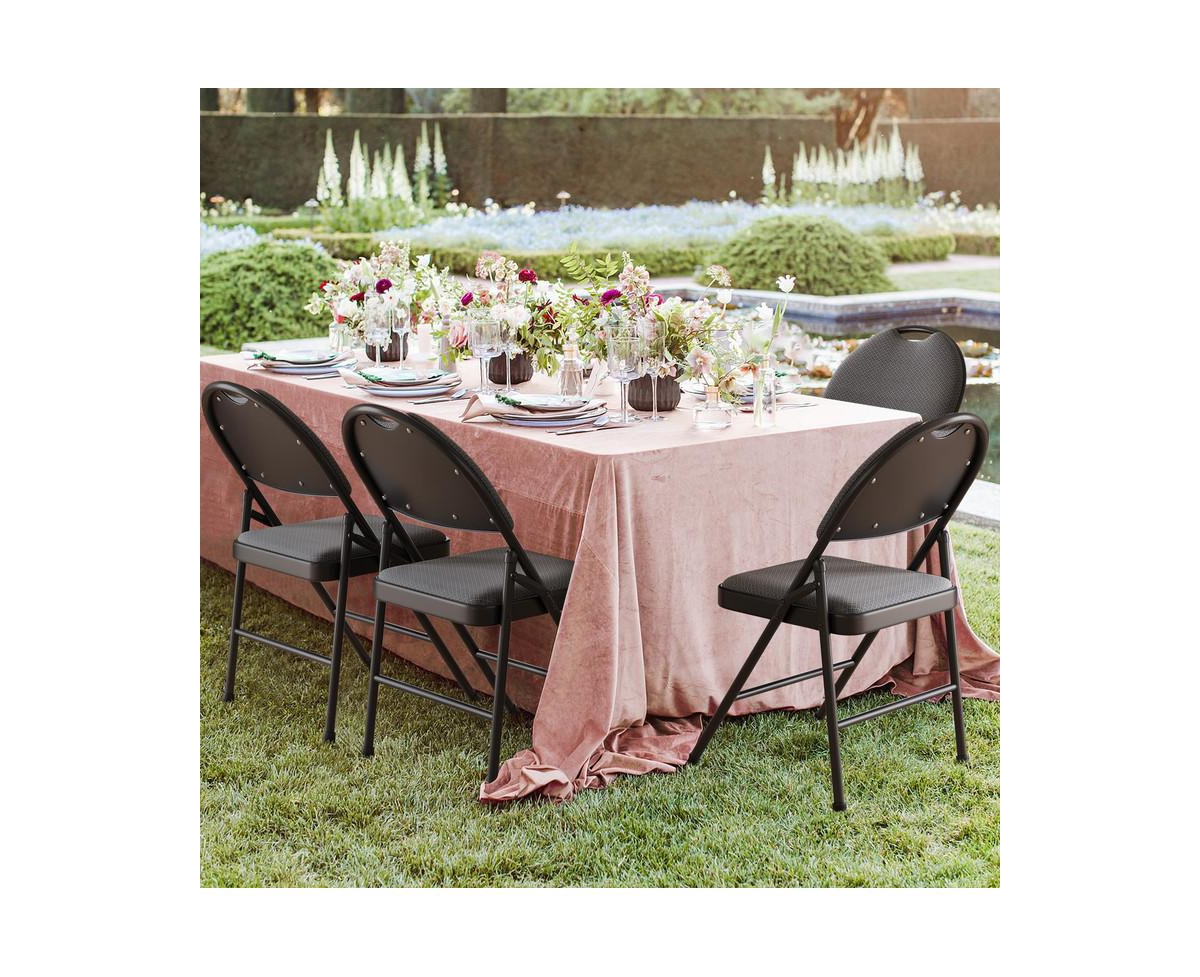 gaomon 6 Pack Folding Chairs,Outdoor & Indoor Event Portable Metal Folding Chairs with Cushion,Fabric Dining Chair Set with Padded Cushion and Back
