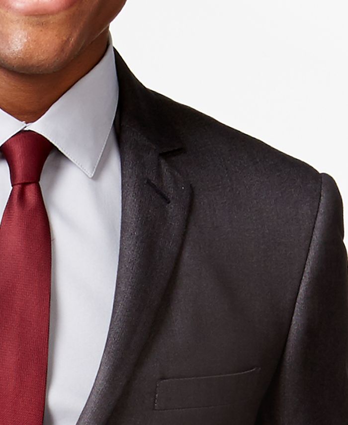 Perry Ellis Portfolio Charcoal Pindot Extra Slim-Fit Suit - Macy's
