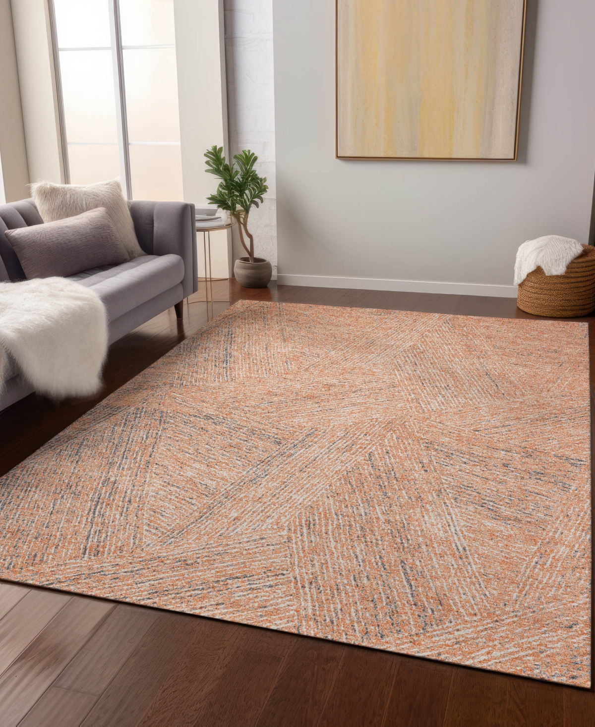 Addison Chantille Machine Washable Acn991 8'x10' Area Rug In Peach