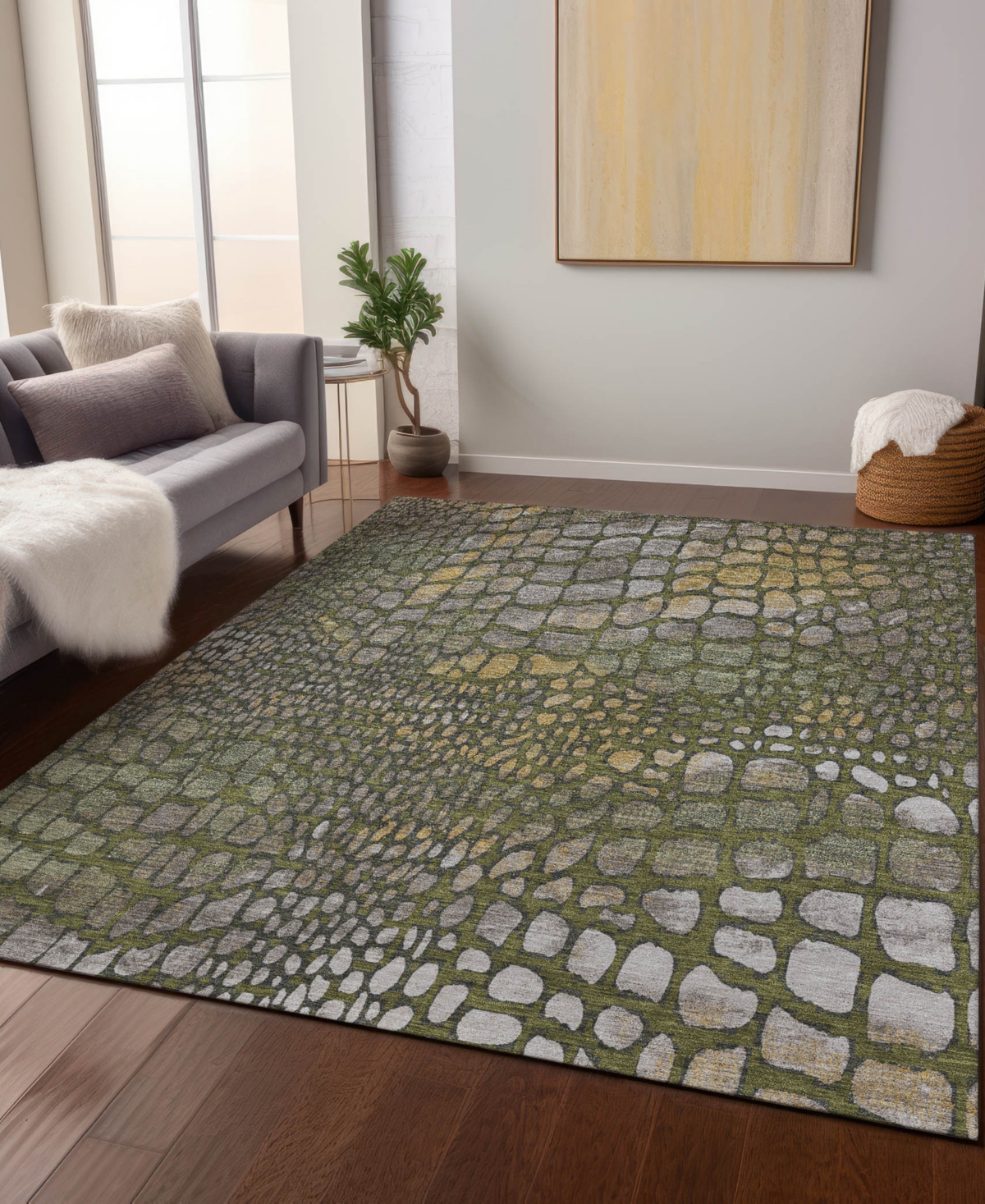 Addison Chantille Machine Washable Acn988 8'x10' Area Rug In Olive