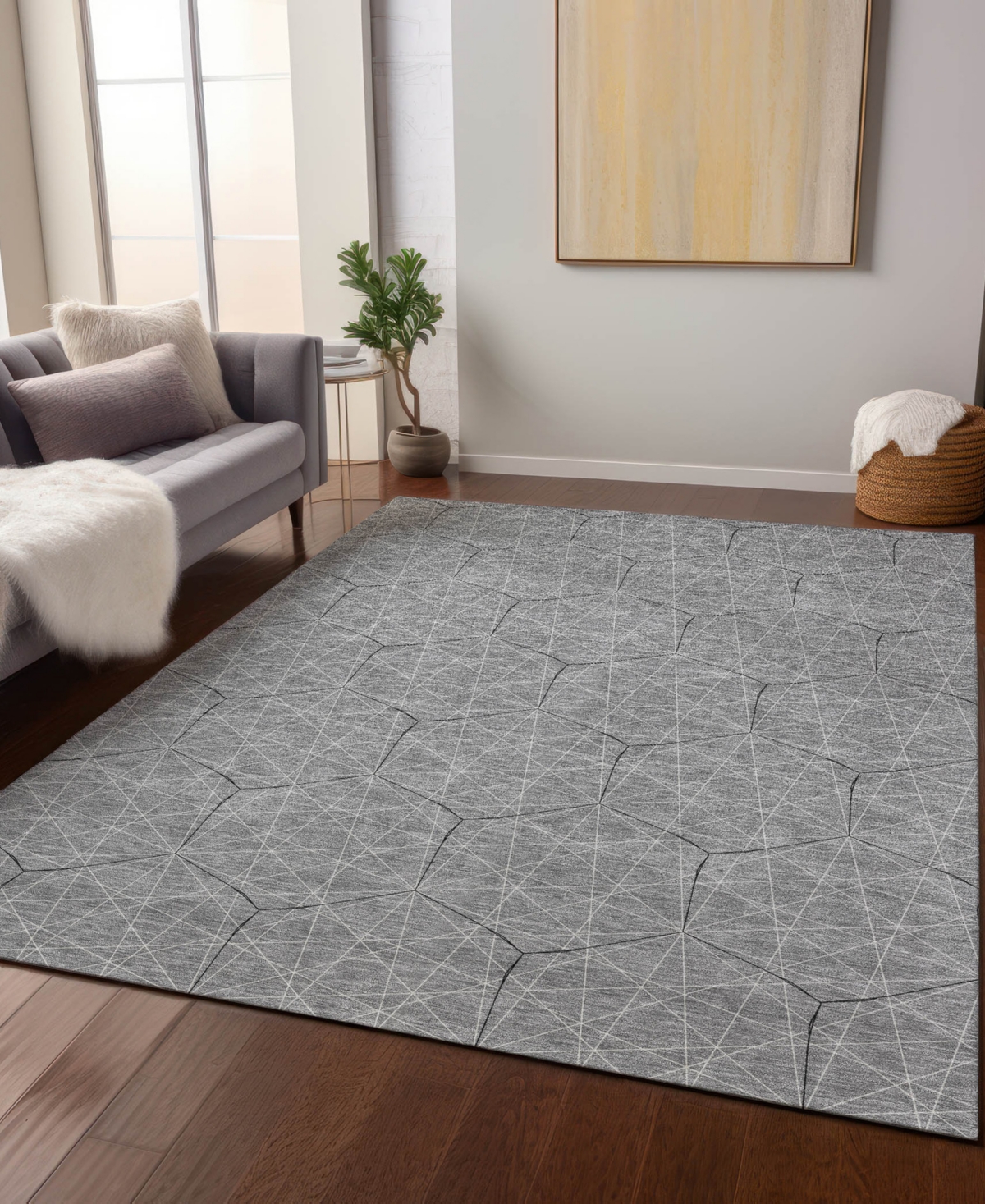 Addison Chantille Machine Washable Acn987 5'x7'6" Area Rug In Gray