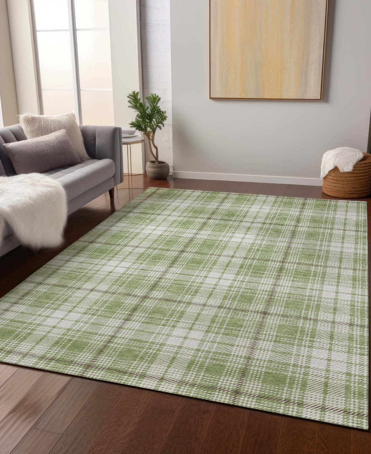 Addison Chantille Machine Washable Acn993 3'x5' Area Rug In Grass