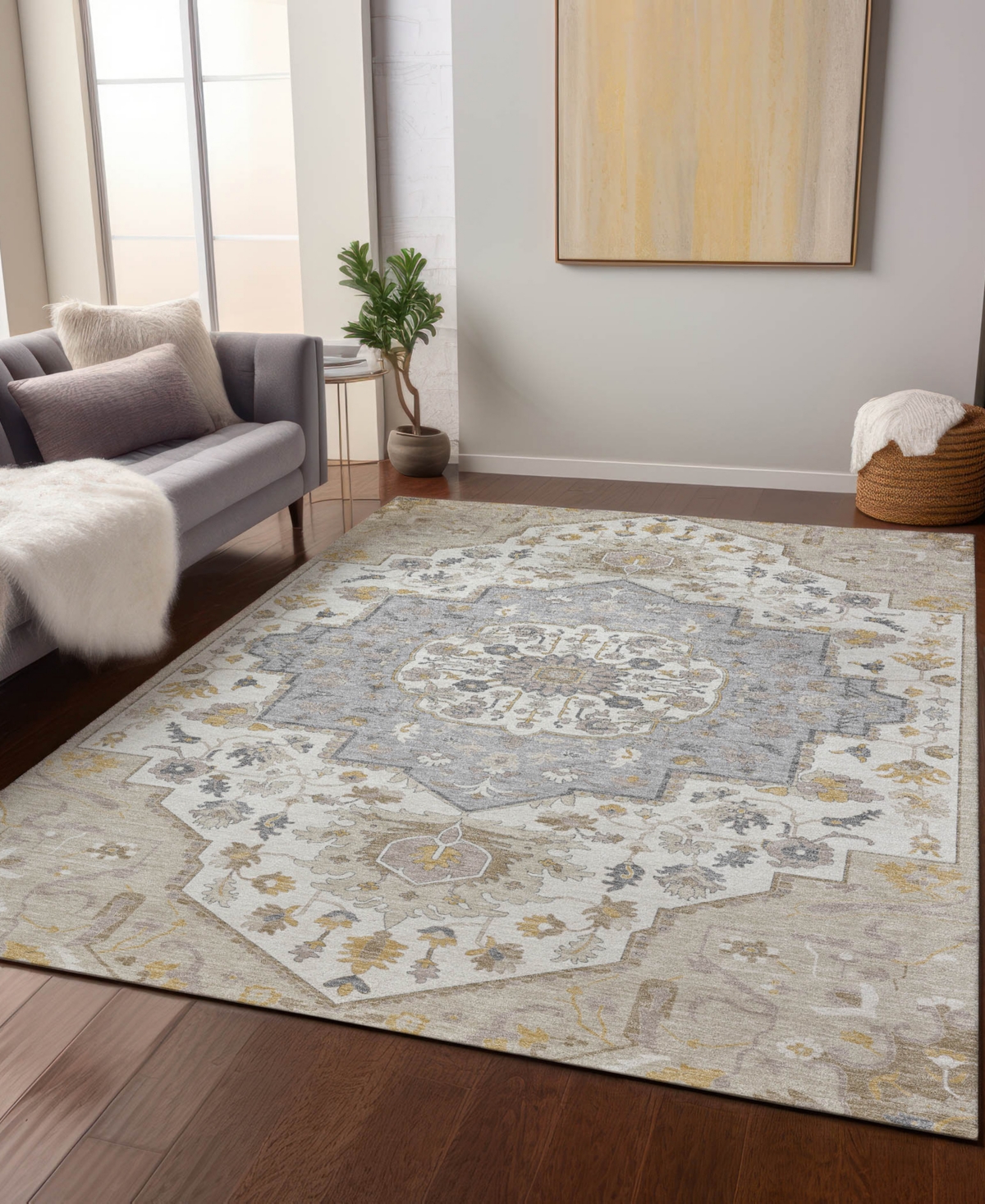 Addison Chantille Machine Washable Acn985 2'6"x3'10" Area Rug In Beige