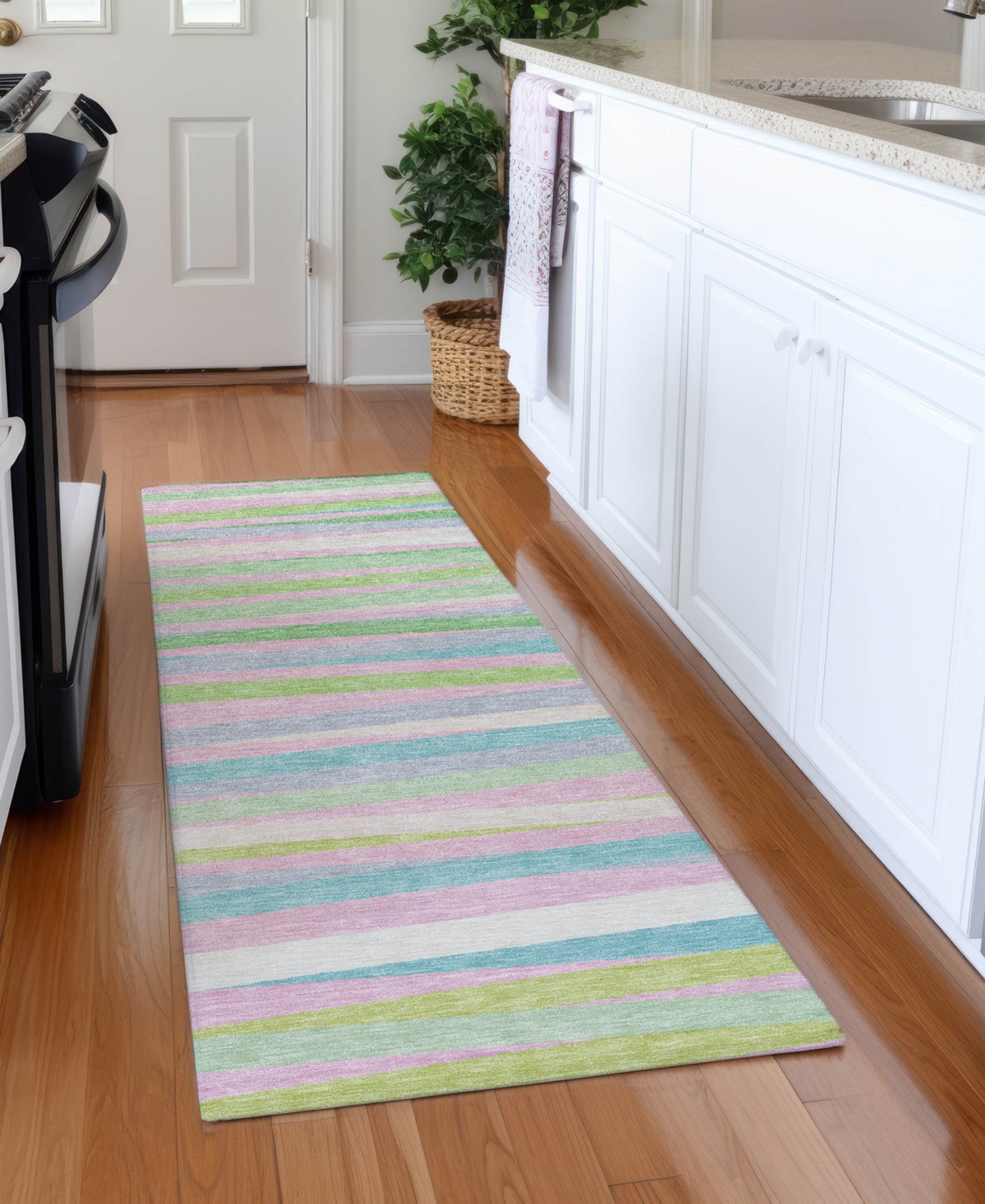 Addison Chantille Machine Washable Acn997 2'3"x7'6" Runner Area Rug In Mint