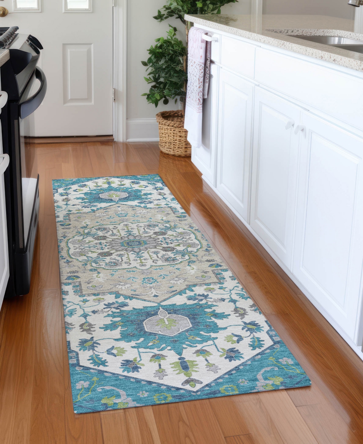Addison Chantille Machine Washable Acn985 2'3"x7'6" Runner Area Rug In Teal