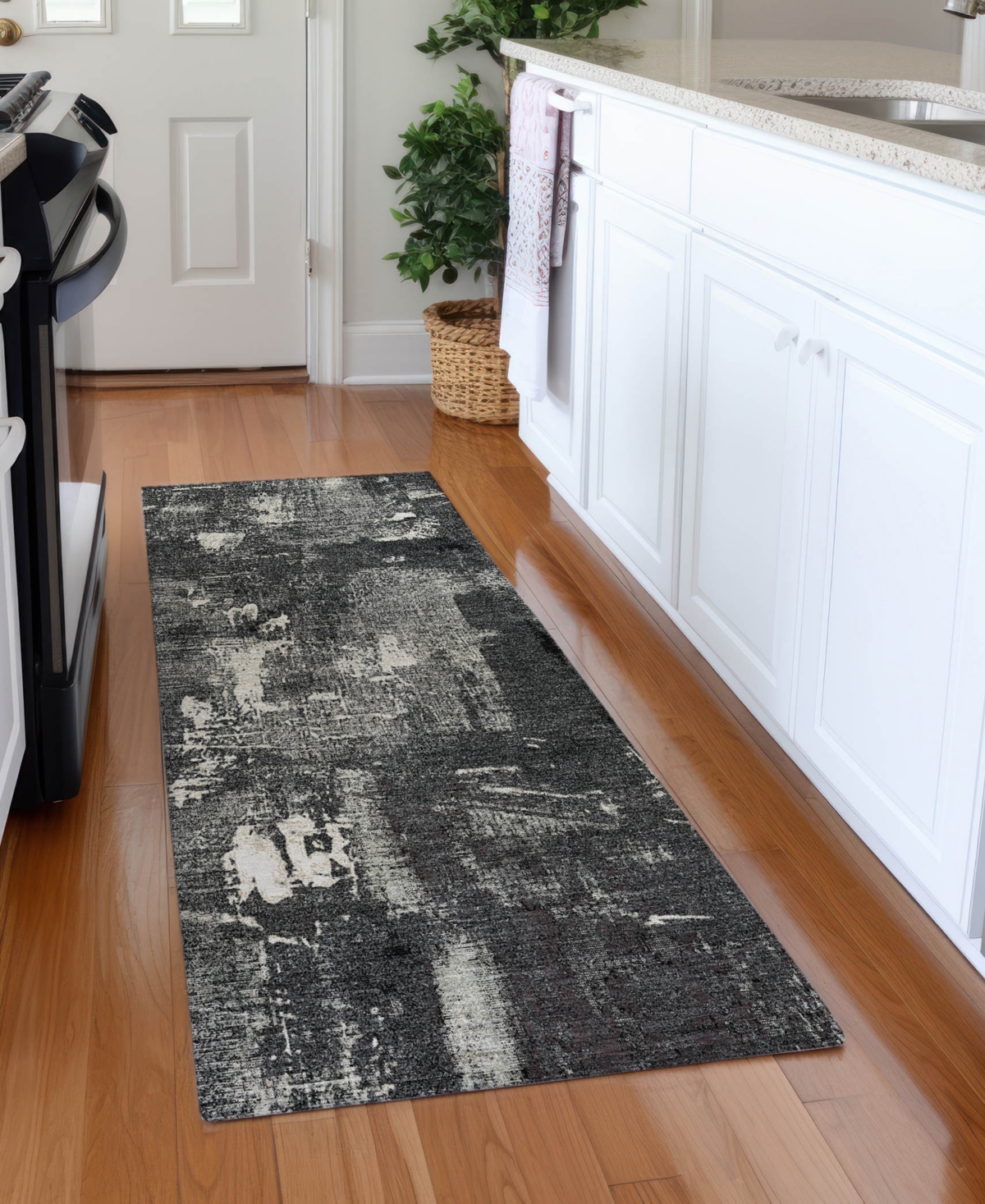 Addison Chantille Machine Washable Acn989 2'3"x7'6" Runner Area Rug In Black