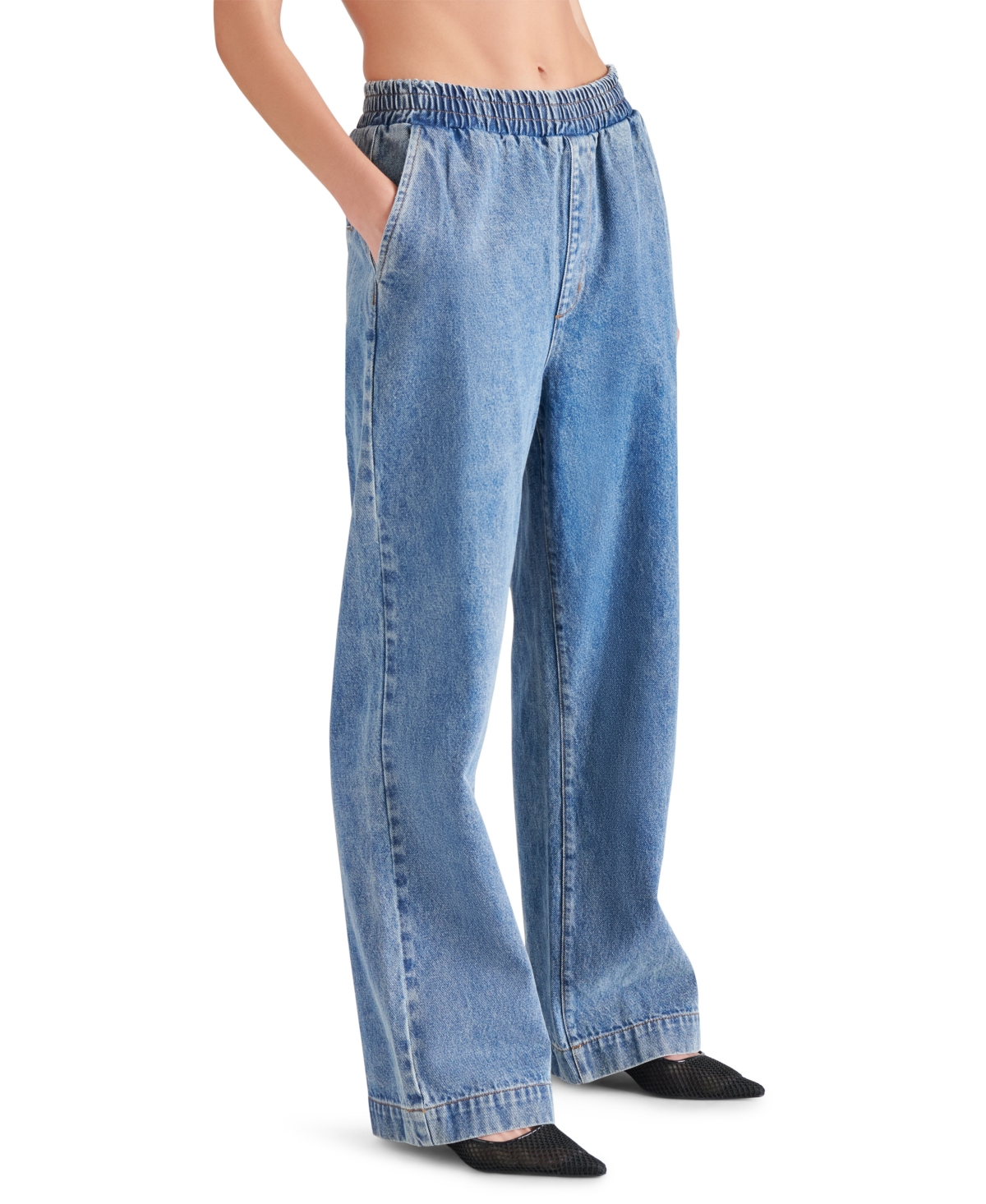 Steve Madden Gilda Wide Leg Denim Pants In Blue Denim