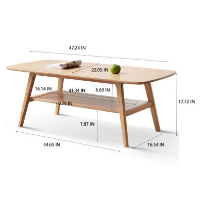 Multipurpose Solid Wood Center Table with Storage Shelf