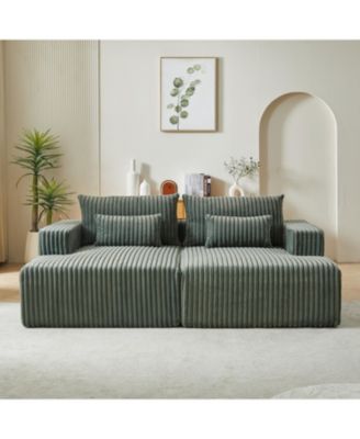 87" Oversized plush corduroy Sectional Lounge Chaise, Reclining Sofa Bed