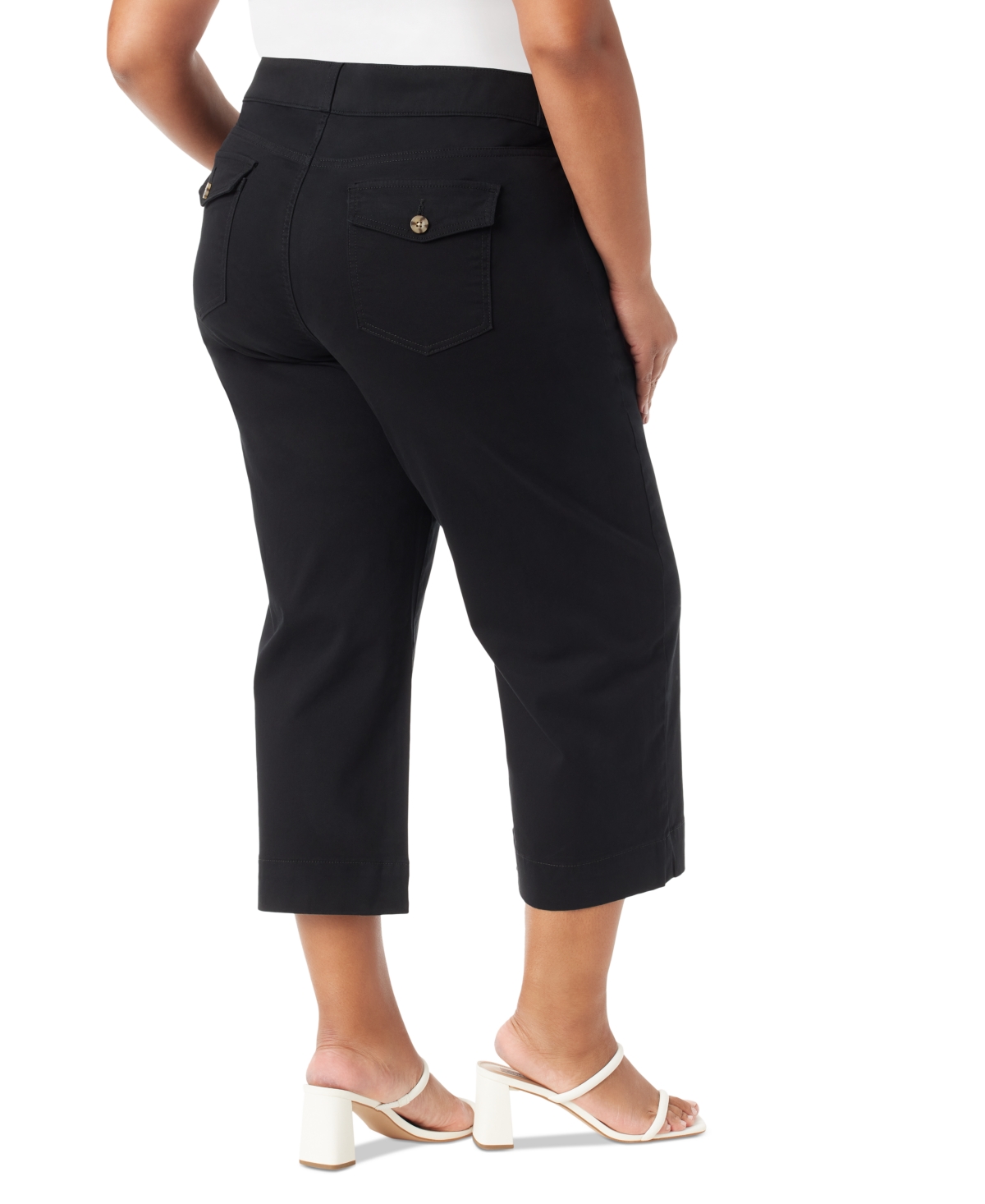 Gloria Vanderbilt Plus Size Shape Effect Wide-leg Cropped Pants In Black