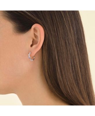 Chaton Hoops In Rhodium Plated Stainless Steel