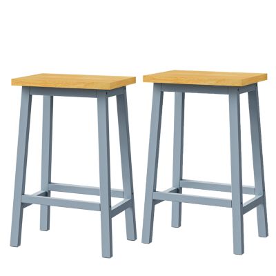 Solid Wood Bar Stools, 25.6" Tall, Set of 2, Farmhouse Style
