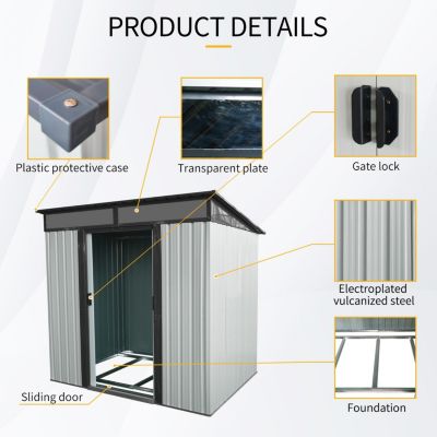 6ft x 5ft Metal Storage Shed with Lock