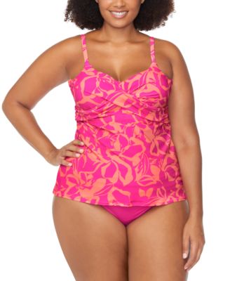 Trendy Plus Size Aries Underwire Tankini Top Costa Ruched Bikini Bottoms