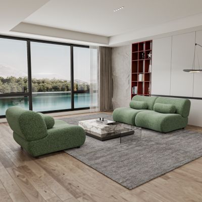 Streamdale Green Chenille Modular Sofa Cozy Recline, Modern Design