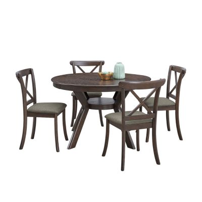 Dark Brown Mid-Century Round Dining Set (50chars)