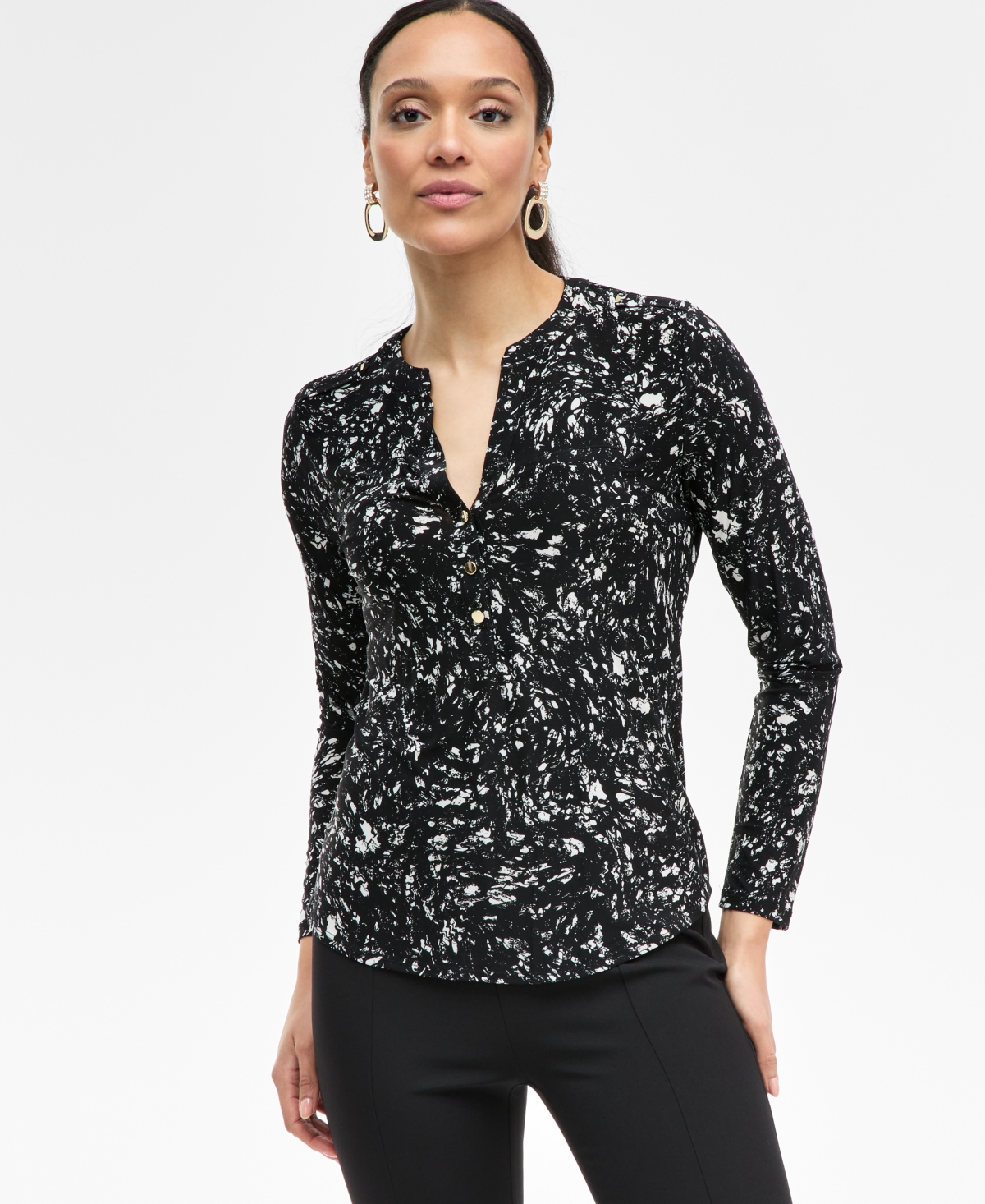 Women's Printed Button Shirt, Exclusively at Macy's - Delia Dye