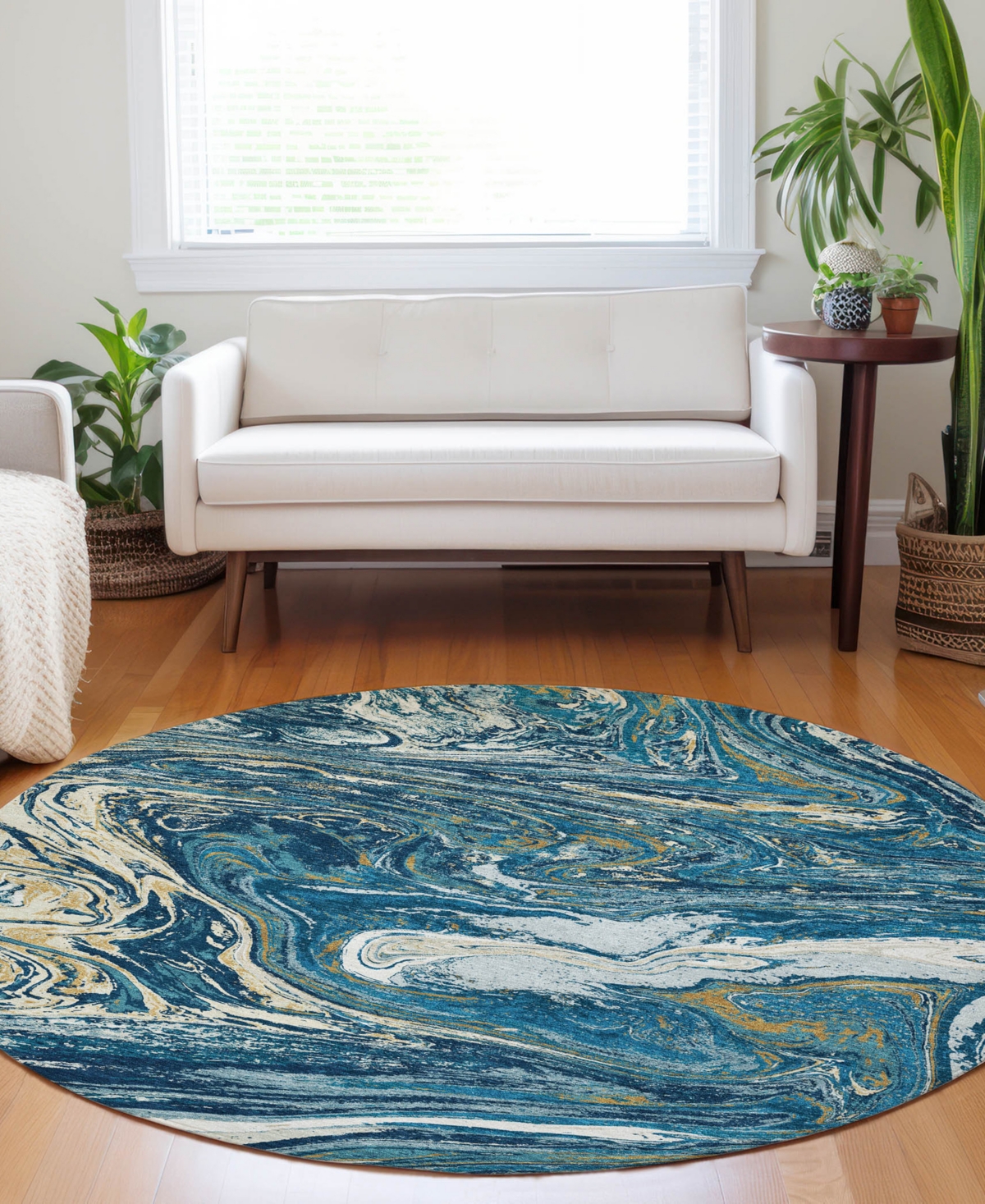 Addison Chantille Mahine Washable Acn1061 8'x8' Round Area Rug In Navy
