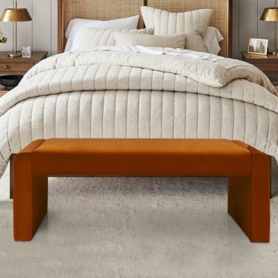 47" Velvet Benches Look, Velvet Waterfall Upholstered Bench