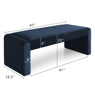 47" Velvet Benches Look, Velvet Waterfall Upholstered Bench