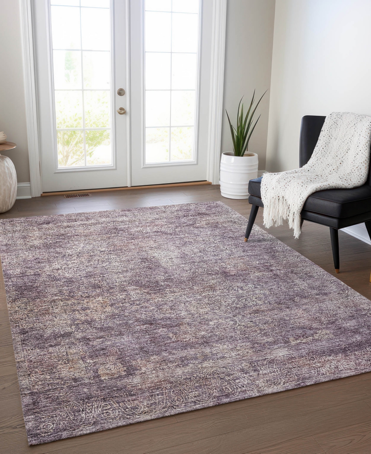 Addison Chantille Machine Washable Acn1172 9'x12' Area Rug In Plum