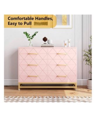 Dresser For Bedroom With 6 Drawer Double Dressers, Modern Wooden Dresser Chest, Beside Table For Closet, Nursery, Living Room