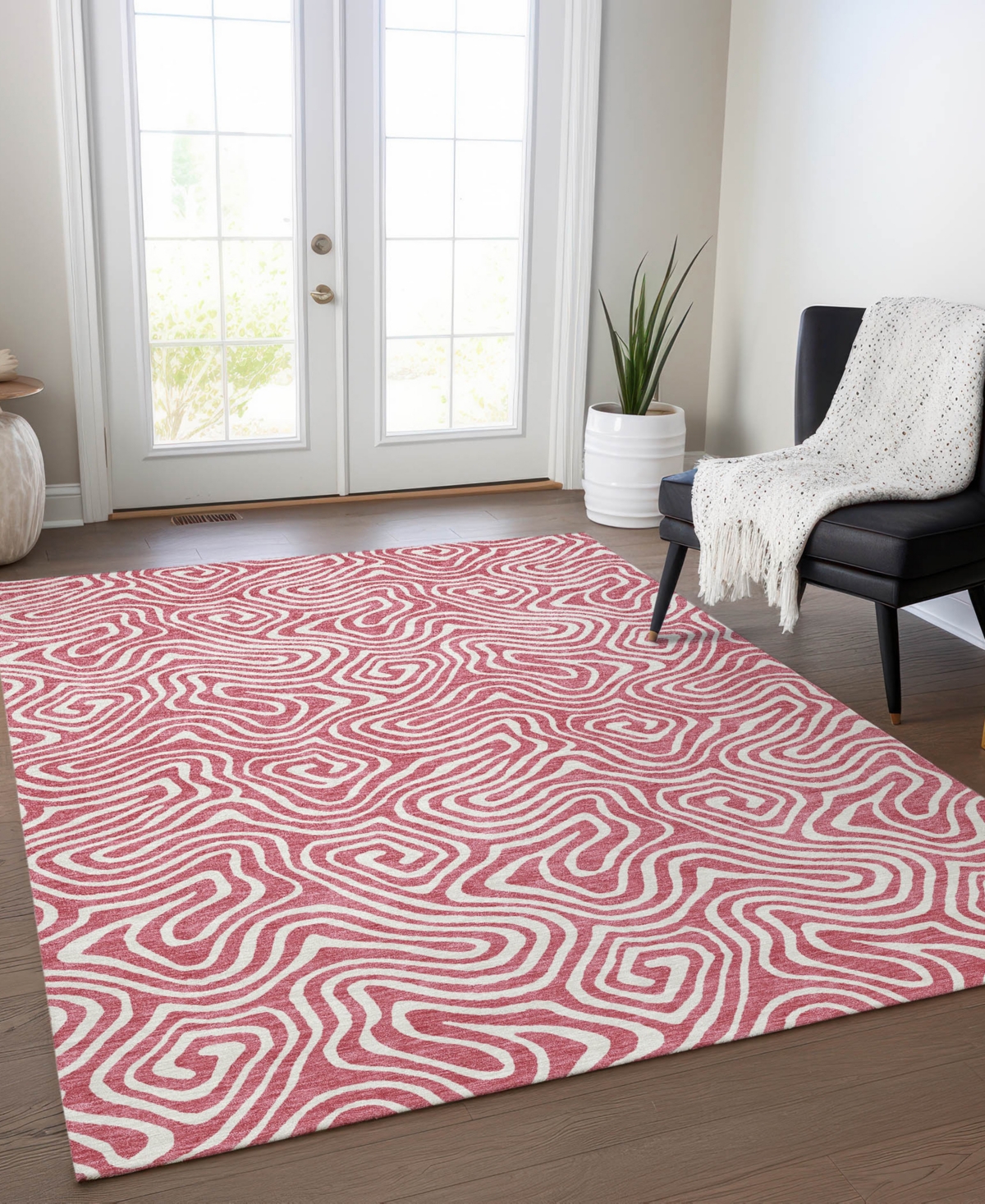 Addison Chantille Mahine Washable Acn1030 5'x7'6" Area Rug In Rose