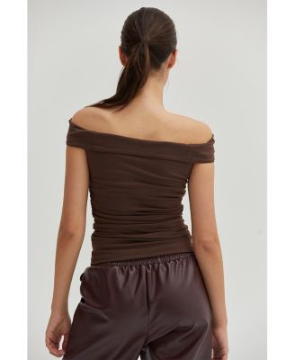 Women's Emberly Textured Satin Cowl Neck Satin Top