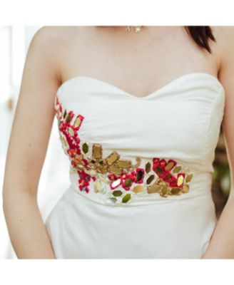 Women's Fit and Flare Midi Dress with Hand emboidered torso