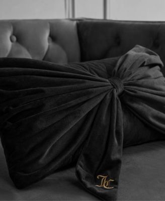 Velvet Bow Decorative Pillow, 10" x 18"