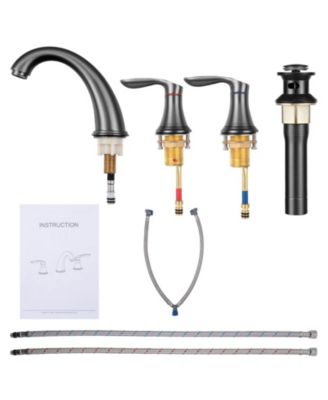 Bathroom Sink Faucet, Faucet for Bathroom Sink, Widespread Matte Black Bathroom Faucet 3 Hole