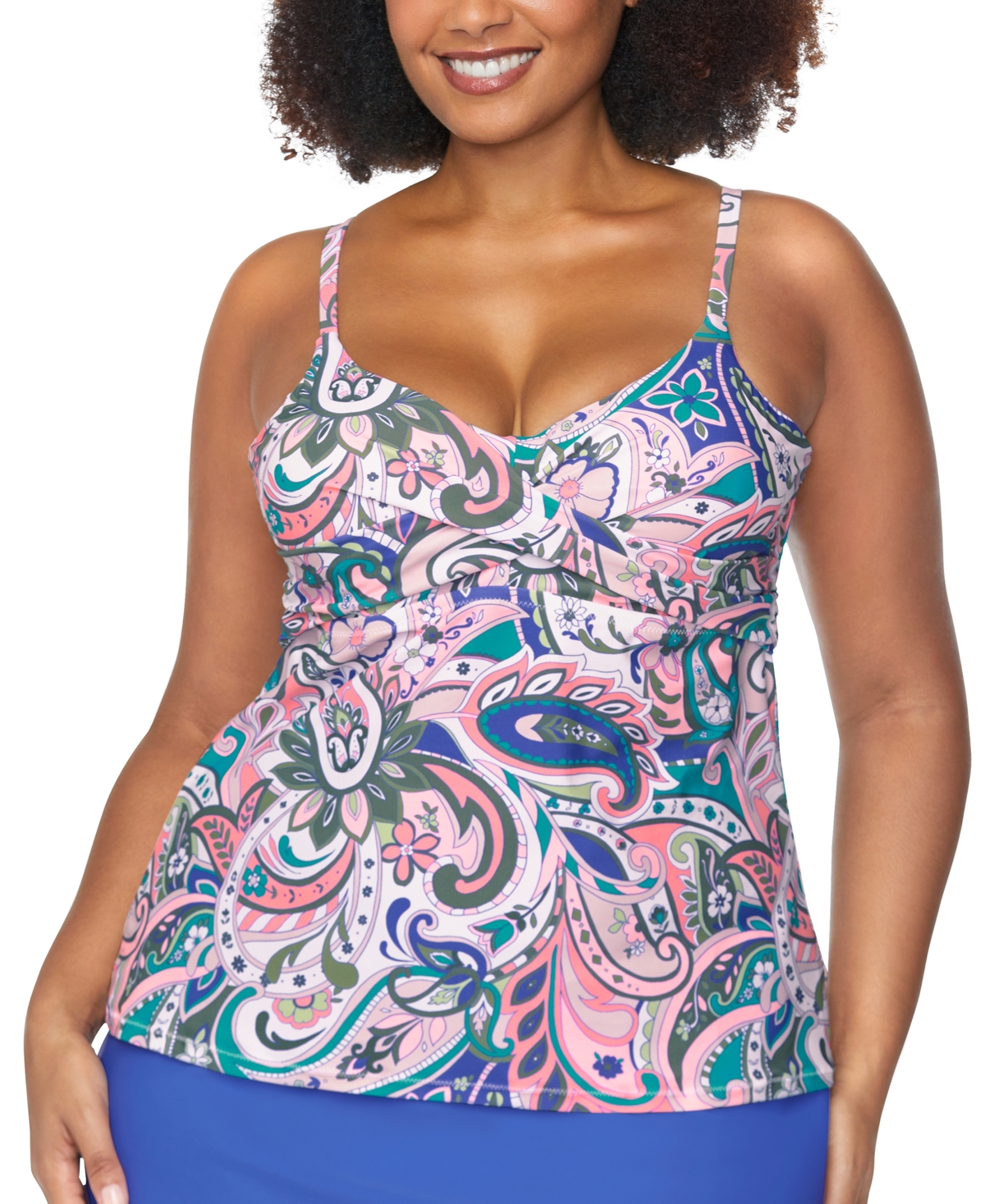 Raisins Curve Trendy Plus Size Aries Underwire Tankini Top In Multi
