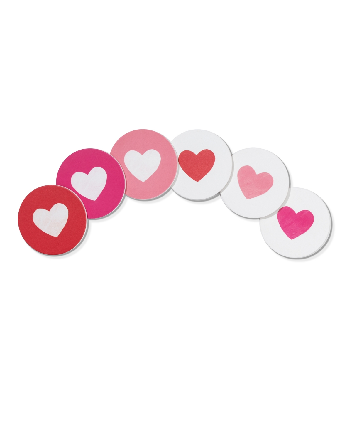 Thirstystone Printed Heart Coasters, Set Of 6 In White,pink