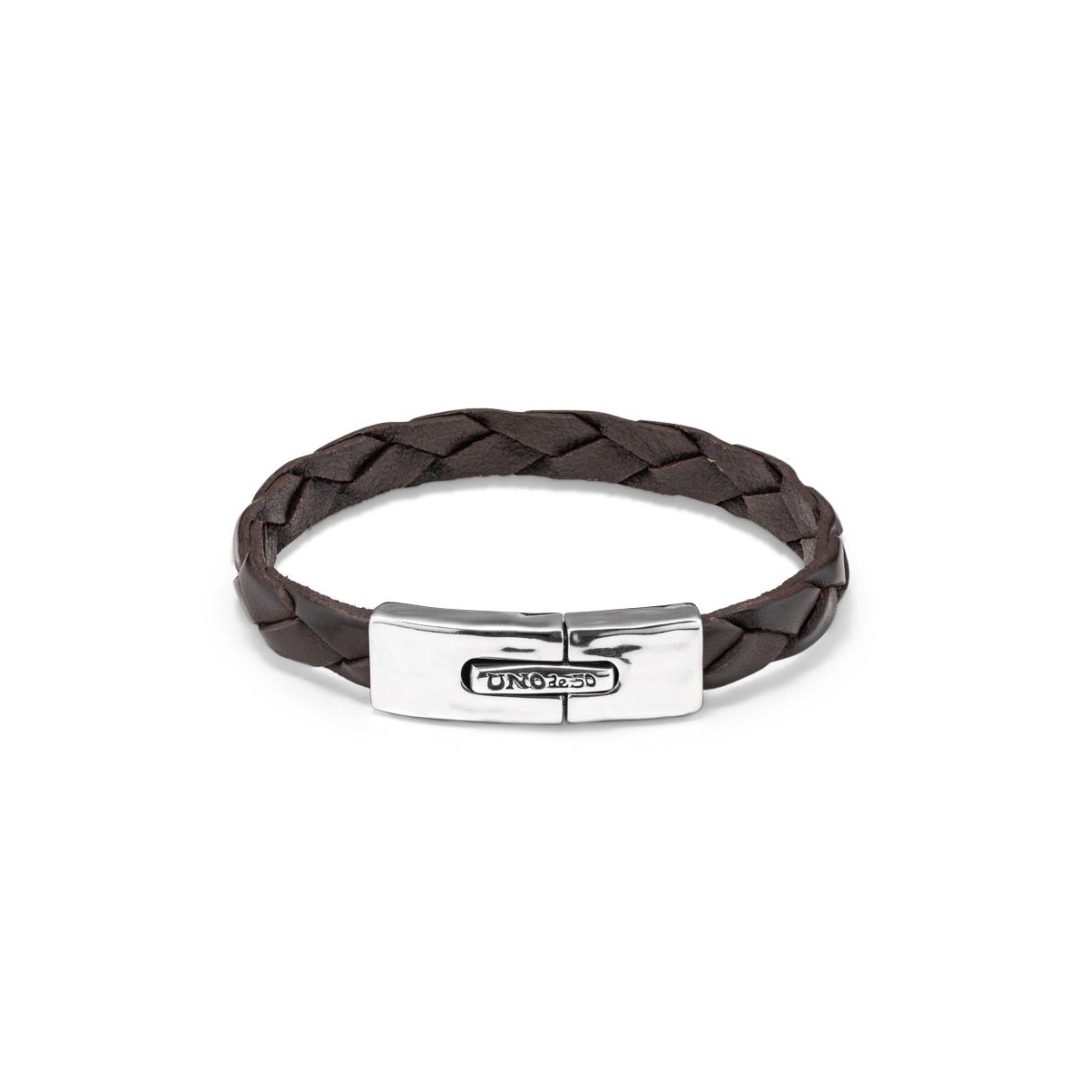 Unode50 Sterling Silver Rectangular Spring Clasp Bracelet In Black