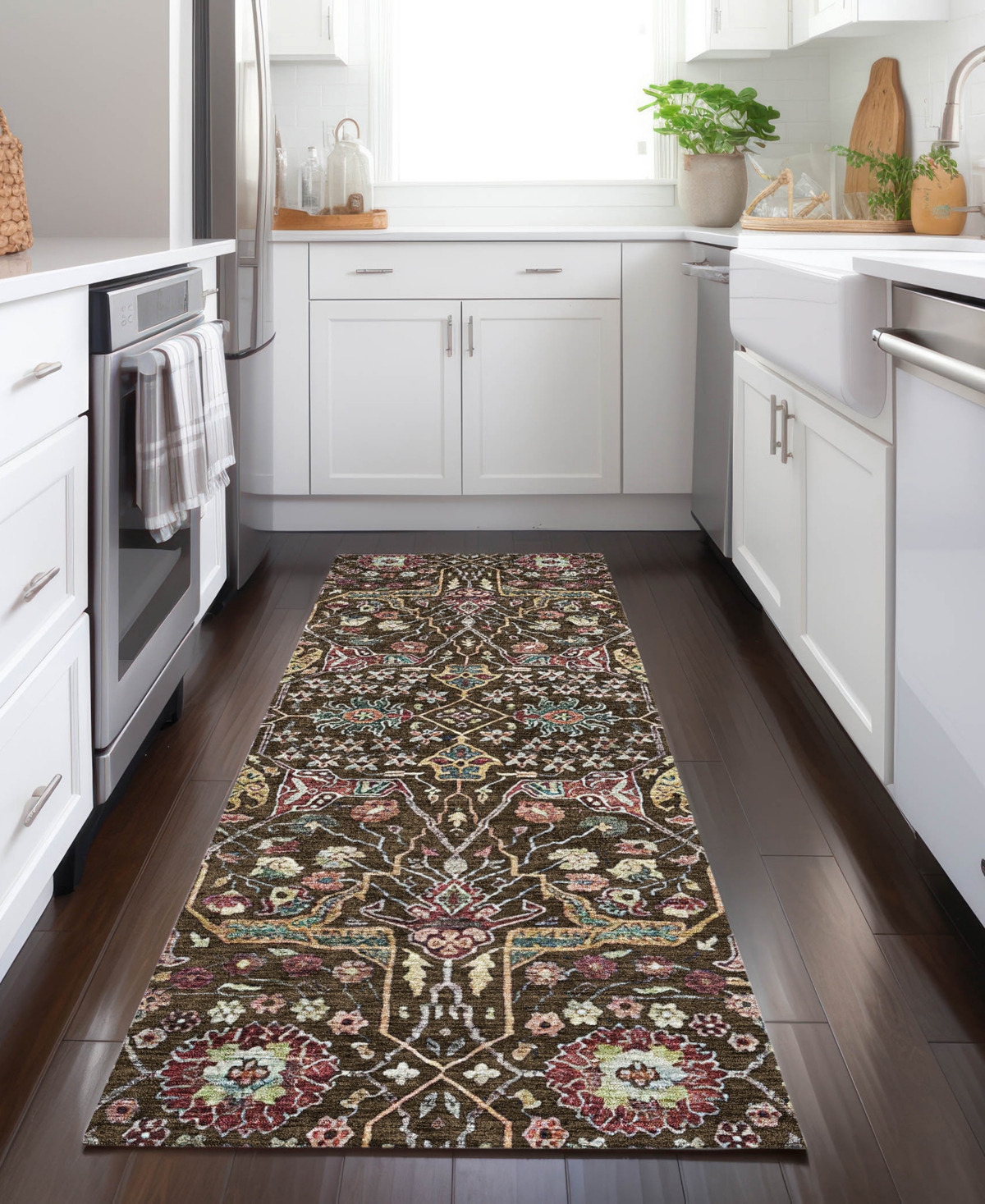 Addison Chantille Machine Washable Acn1132 2'3"x7'6" Runner Area Rug In Chocolate