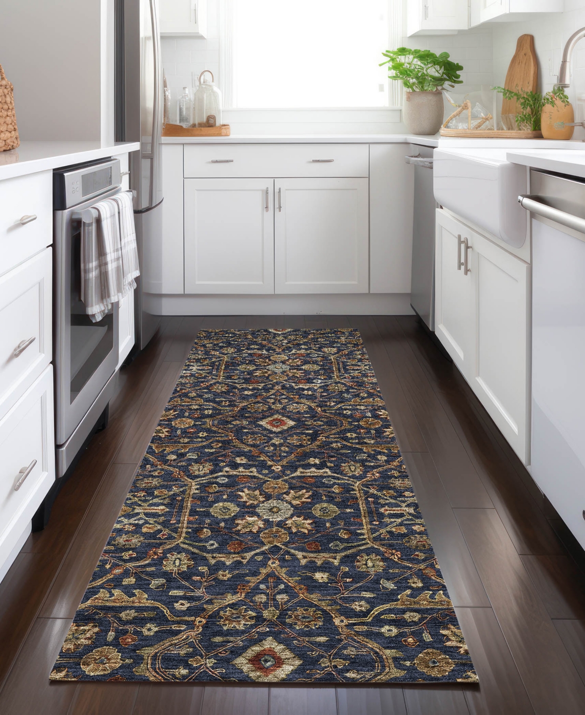 Addison Chantille Machine Washable Acn1130 2'3"x7'6" Runner Area Rug In Navy