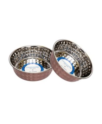 Set of 2 Hammered Stainless Steel Dog Bowls – Textured, Durable, Stylish & Functional