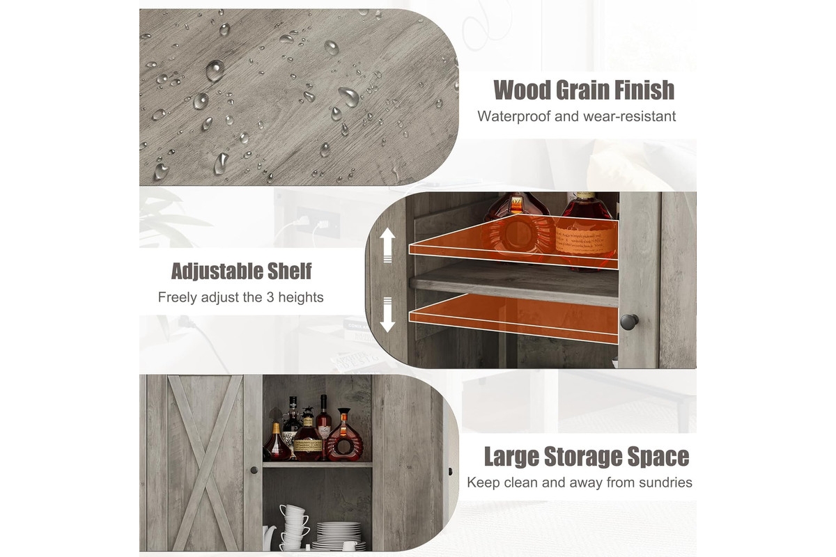 gaomon Buffet Cabinet Farmhouse Storage Cabinet with Doors and Shelves, Buffets and Sideboards Entryway Cabinet with Storage Accent Console Cabinet fo