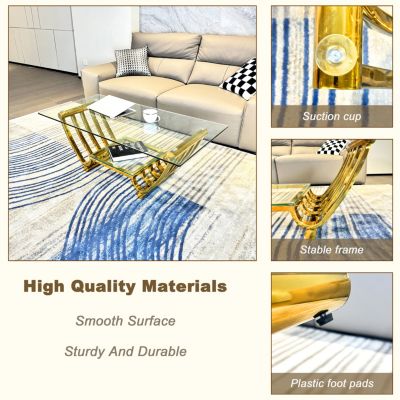 Streamdale Modern Stainless Steel Coffee Table with Storage