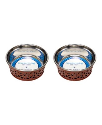 Set of 2 Stainless Steel Dog Bowls - Farmhouse Style, Durable & Non-Slip, Easy Clean Pet Feeder