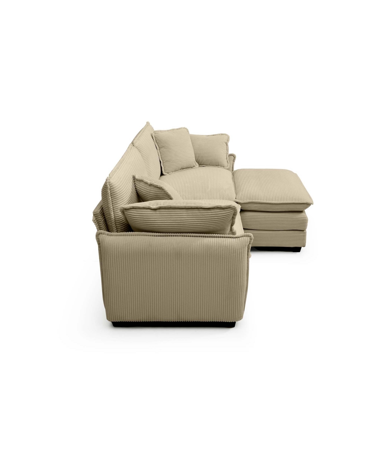Streamdale Furniture Two-Seater Sofa with One Footrest, L-Shaped 2-Seater Sofa with Ottoman for Small Living SpacesCorduroy - Tan