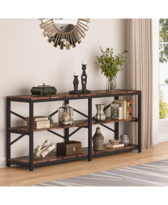 70.9" MDF Industrial 3-Tier Console Table – Extra Long Entryway/Sofa Table with Storage Shelves