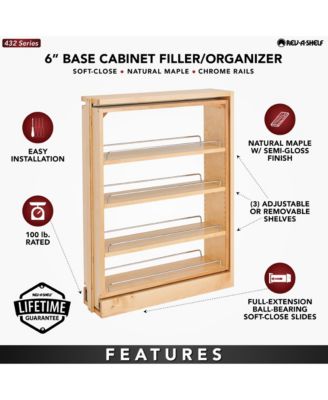 6" Pullout Base Filler Cabinet Rack w/ Soft-close, 432-BFBBSC-6C