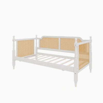 Traditional Style Rattan Twin Size Daybed with 2 Drawers for Limited Space, Guest Room, No Box Spring Needed