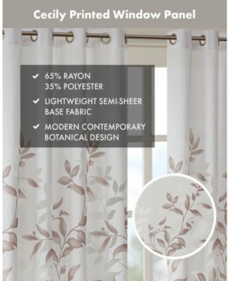 Cecily Burnout Printed Sheer Window Curtain, 95 inches long Single Sheer Curtain Panel, Width 50 curtains sheer for Bedroom and Living Room, Easy To Hang, Fits up to 1.25" Diameter Rod Mauve sheer curtains