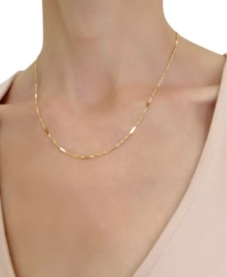 18" Flat Bar Singapore Chain Necklace (1/3mm) in 14k Gold