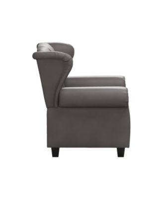 Modern Tufted Push Back Armchair Technical Leather Chair, Adjustable Single Sofa Chair with Sturdy Wood Legs for Bedroom, Living Room, Small Space(Color:GREY)