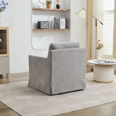 Streamdale Gray Chenille Swivel Accent Chair with Cushions