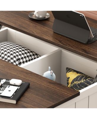 Farmhouse Lift Top Coffee Table with Charging Station & Hidden Storage