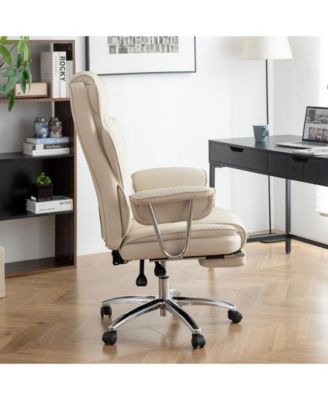 Streamdale Executive Office Chair, Leather, Reclining, Footrest (Beige)